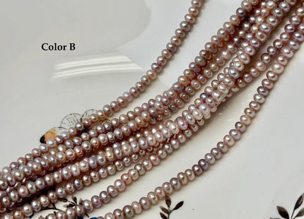 5 mm AA Large Hole Natural Mauve Pink Half Strand Round Button Rondelle Freshwater Pearls Hole Size 1.2mm Freshwater Pearl 55 Beads #P3682