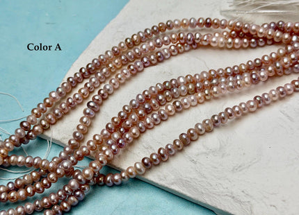 5 mm AA Large Hole Natural Mauve Pink Half Strand Round Button Rondelle Freshwater Pearls Hole Size 1.2mm Freshwater Pearl 55 Beads #P3682
