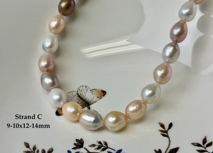One-Of-A-Kind 9-10x10-18 mm AAA Natural Mauve Pink and White Rice Tear Drop High Luster Freshwater Pearl Beads #P3582