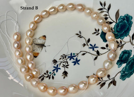 One-Of-A-Kind 9-10x10-18 mm AAA Natural Mauve Pink and White Rice Tear Drop High Luster Freshwater Pearl Beads #P3582