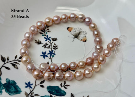 One-Of-A-Kind 9-10x10-18 mm AAA Very Rare Natural Mauve Peach Pink Freshwater Edison Baroque Pearls High Luster Edison Pearl Beads #P3583