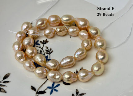 One-Of-A-Kind 9-10x10-18 mm AAA Very Rare Natural Mauve Peach Pink Freshwater Edison Baroque Pearls High Luster Edison Pearl Beads #P3583