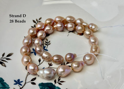 One-Of-A-Kind 9-10x10-18 mm AAA Very Rare Natural Mauve Peach Pink Freshwater Edison Baroque Pearls High Luster Edison Pearl Beads #P3583