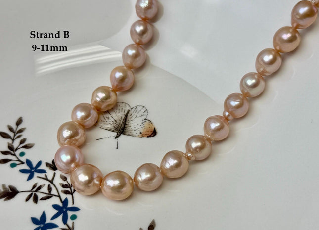 One-Of-A-Kind 9-10x10-18 mm AAA Very Rare Natural Mauve Peach Pink Freshwater Edison Baroque Pearls High Luster Edison Pearl Beads #P3583