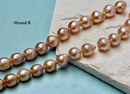 One-Of-A-Kind 9-10x10-18 mm AAA Very Rare Natural Mauve Peach Pink Freshwater Edison Baroque Pearls High Luster Edison Pearl Beads #P3583