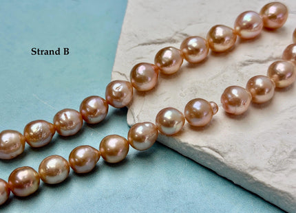 One-Of-A-Kind 9-10x10-18 mm AAA Very Rare Natural Mauve Peach Pink Freshwater Edison Baroque Pearls High Luster Edison Pearl Beads #P3583