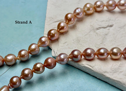 One-Of-A-Kind 9-10x10-18 mm AAA Very Rare Natural Mauve Peach Pink Freshwater Edison Baroque Pearls High Luster Edison Pearl Beads #P3583