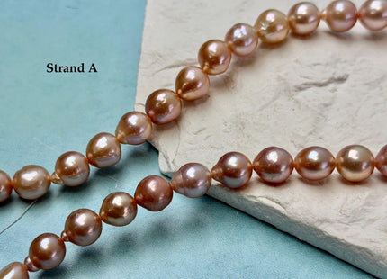 One-Of-A-Kind 9-10x10-18 mm AAA Very Rare Natural Mauve Peach Pink Freshwater Edison Baroque Pearls High Luster Edison Pearl Beads #P3583