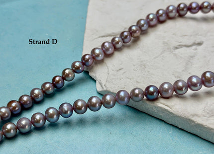7-7.5 mm AA Natural Mauve Pink Off Round Freshwater Pearls High Luster Pearls 59 Beads #P3586