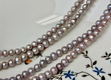 7-7.5 mm AA Natural Mauve Pink Off Round Freshwater Pearls High Luster Pearls 59 Beads #P3586