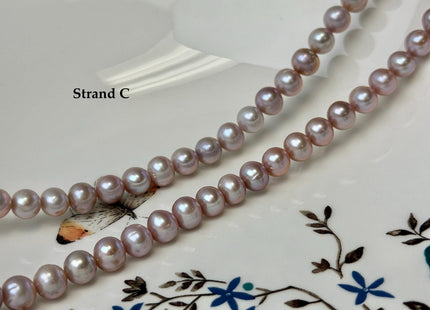 7-7.5 mm AA Natural Mauve Pink Off Round Freshwater Pearls High Luster Pearls 59 Beads #P3586