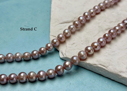 7-7.5 mm AA Natural Mauve Pink Off Round Freshwater Pearls High Luster Pearls 59 Beads #P3586