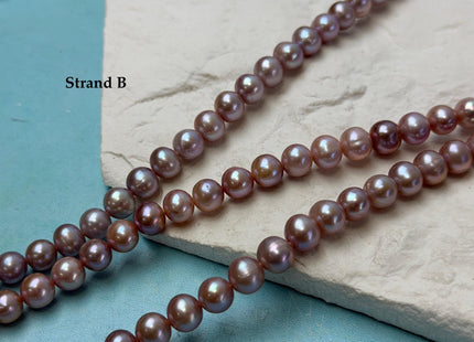 7-7.5 mm AA Natural Mauve Pink Off Round Freshwater Pearls High Luster Pearls 59 Beads #P3586