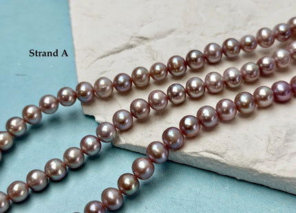 7-7.5 mm AA Natural Mauve Pink Off Round Freshwater Pearls High Luster Pearls 59 Beads #P3586