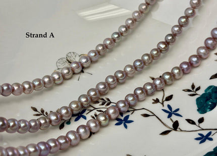 7-7.5 mm AA Natural Mauve Pink Off Round Freshwater Pearls High Luster Pearls 59 Beads #P3586