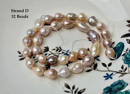 One-Of-A-Kind 9-11x10-16 mm AAA Very Rare Natural Mauve Peach Pink Freshwater Edison Baroque Pearls High Luster Edison Pearl Beads #P3588