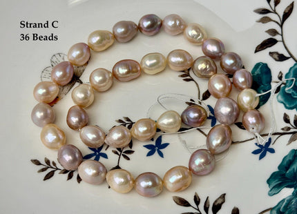 One-Of-A-Kind 9-11x10-16 mm AAA Very Rare Natural Mauve Peach Pink Freshwater Edison Baroque Pearls High Luster Edison Pearl Beads #P3588