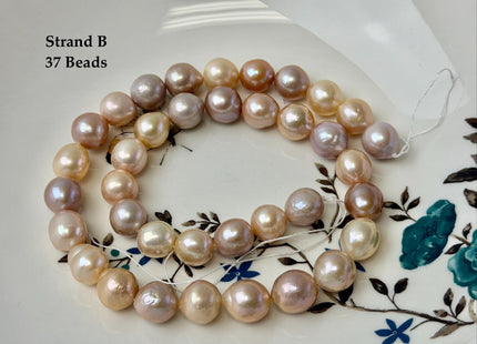 One-Of-A-Kind 9-11x10-16 mm AAA Very Rare Natural Mauve Peach Pink Freshwater Edison Baroque Pearls High Luster Edison Pearl Beads #P3588