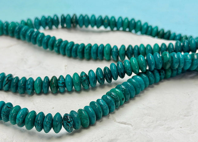 4x8.5mm Smooth Rondelle Disc Shape Turquoise Gemstone Beads Green Blue #4879