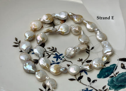 10-13 mm Natural White Champagne Seaweed Freshwater Pearls Round Tear Drop Coin Pearl Beads 15 Inch Strand #743
