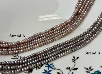 4-4.5 mm Natural Pink Mauve Round Button Pearl Genuine Freshwater Pearl Beads #P3594