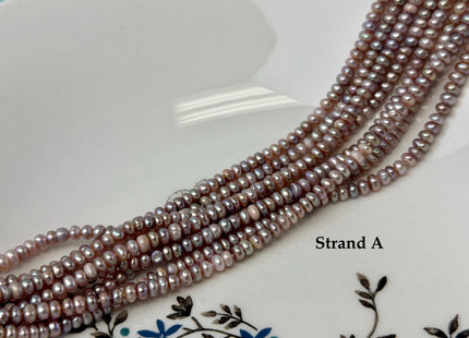 4-4.5 mm Natural Pink Mauve Round Button Pearl Genuine Freshwater Pearl Beads #P3594