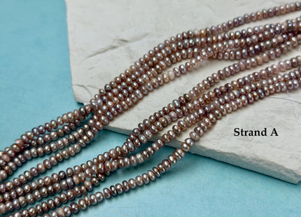 4-4.5 mm Natural Pink Mauve Round Button Pearl Genuine Freshwater Pearl Beads #P3594