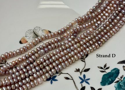 3x5 mm Natural Mauve Pink Round Button Pearl Genuine Freshwater Pearl Beads 14 Inches #P3595