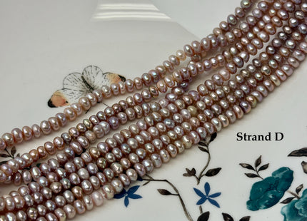 3x5 mm Natural Mauve Pink Round Button Pearl Genuine Freshwater Pearl Beads 14 Inches #P3595