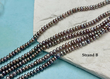 3x5 mm Natural Mauve Pink Round Button Pearl Genuine Freshwater Pearl Beads 14 Inches #P3595
