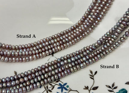 3x5 mm Natural Mauve Pink Round Button Pearl Genuine Freshwater Pearl Beads 14 Inches #P3595