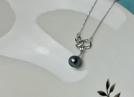 Genuine AAA Peacock Round/Mauve Baroque Freshwater Pearl 925 Sterling Silver Chain Double Heart Design Pearl Bridal Necklace #10341-MPB