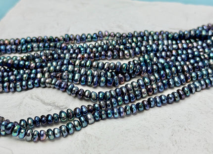 4-4.5 mm Peacock Color Button Pearl Genuine High Luster Freshwater Pearl Beads 15 Inches #P3686