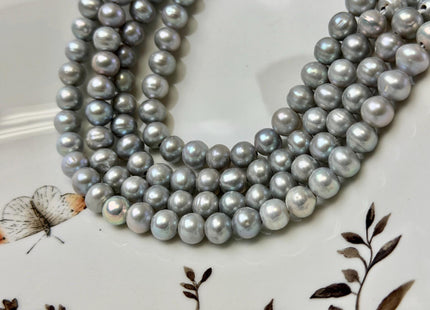 6-6.5 mm Silver Gray Color Potato Freshwater Pearls 1.8mm Hole Large Hole Gray Pearl 52 Beads #P3689