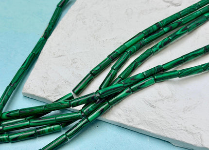 4x13-14 mm Tube Shape Malachite Color Gemstone Beads Green And Black Malachite Gemstones Loose Beads 15.5 Inches Strand #3148