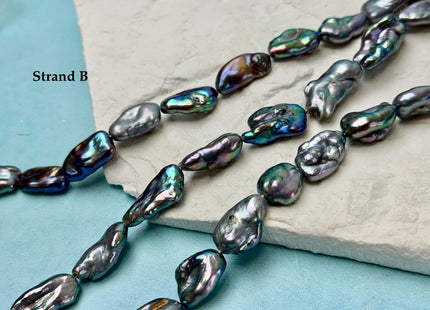8-10x11-23 mm AA Rainbow Peacock Biwa Keshi Freshwater Pearls Super High Luster Unique Keshi Beads 15 Inch Strand #P3591