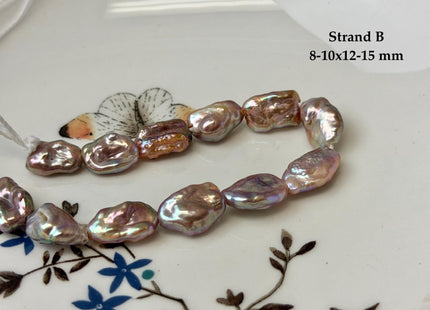 One-Of-A-Kind 8-10x9-16 mm AAA Half Strand Rare Natural Dark Mauve Pink Keshi High Luster Nugget Large Hole 1.5mm Freshwater Pearls #P3691