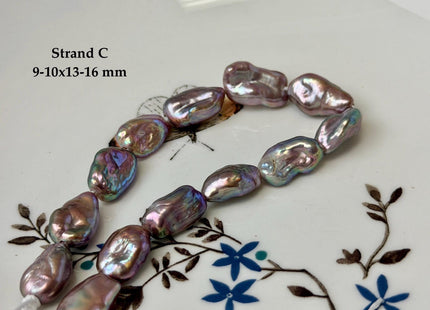 One-Of-A-Kind 8-10x9-16 mm AAA Half Strand Rare Natural Dark Mauve Pink Keshi High Luster Nugget Large Hole 1.5mm Freshwater Pearls #P3691