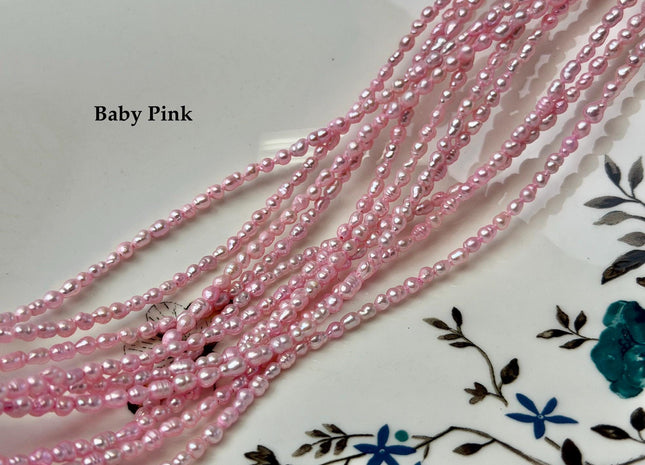 3x4-5 mm Blue Pink Purple Gray Color Small Baby Keshi Baroque Freshwater Pearls Tiny Keshi Pearl Beads 15 Inch Strand #P3692