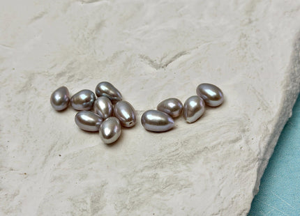One Piece or Pair 5.5-6x8-10 mm Gray Half Drilled Rice/Oval Teardrop Pearl Silver Rice Pearls For Earrings Or Pendant #P3596