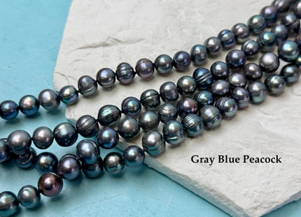 40 Inches Hand Knotted 9-10 mm Potato Peacock Color Freshwater Pearl Necklaces Long Pearl Necklace #1677