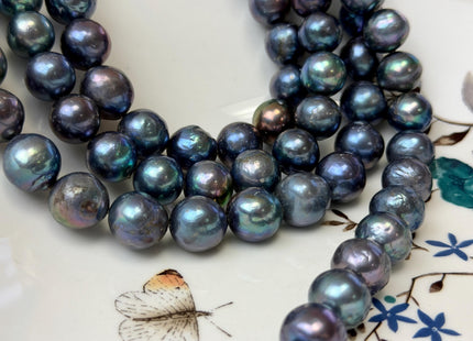 11-12 mm AA Rare Peacock Round Edison Baroque Pearls Genuine Blue Rainbow Peacock Color High Luster Edison Pearl Beads 35 Beads #P3600