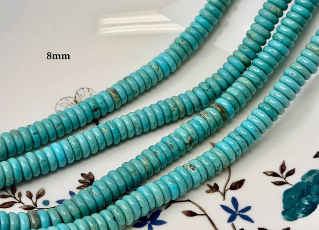 4.5mm 6mm 8mm Smooth Rondelle Shape Turquoise Gemstone Beads Green #4067