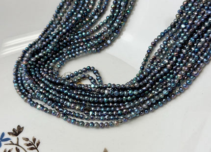 2mm Or 2.5-3mm Tiny Seed Pearl Beads Peacock Color Small Potato Pearl Genuine Freshwater Pearl 14 Inches #P3616