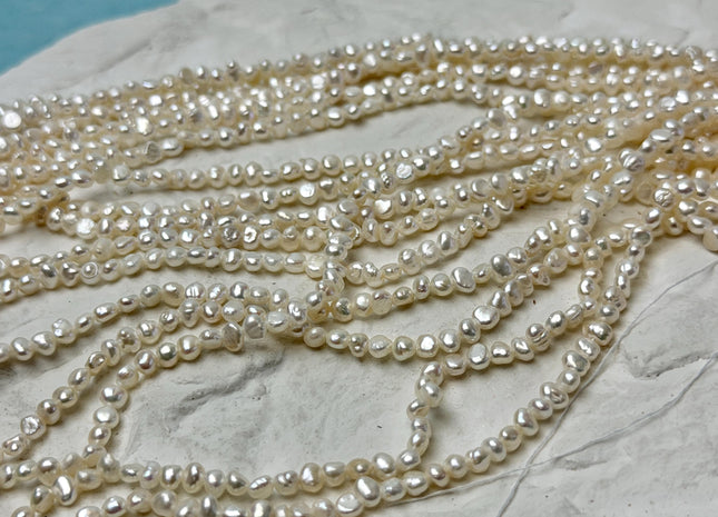 2.5x3-3.5 mm AA Natural White Potato Nugget Freshwater Seed Pearl Beads Genuine Tiny Seed Pearl Beads 14 Inches #P3617