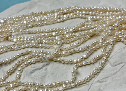 2.5x3-3.5 mm AA Natural White Potato Nugget Freshwater Seed Pearl Beads Genuine Tiny Seed Pearl Beads 14 Inches #P3617
