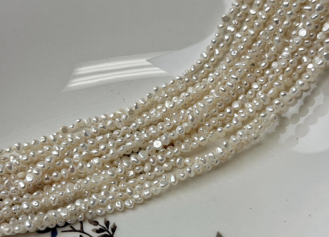 2.5x3-3.5 mm AA Natural White Potato Nugget Freshwater Seed Pearl Beads Genuine Tiny Seed Pearl Beads 14 Inches #P3617