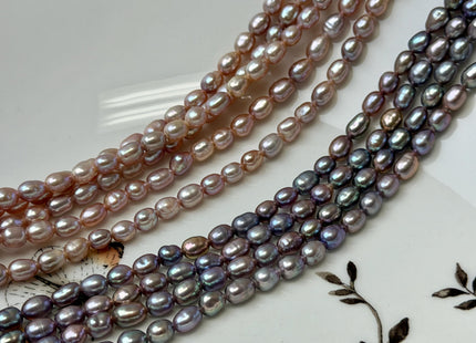 4x5-6 mm AA Natural Mauve Pink Rice/Oval Freshwater Pearl Beads Genuine High Luster Mauve Pink Pearl #P3618