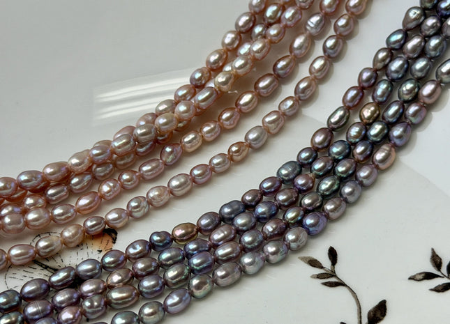 4x5-6 mm AA Natural Mauve Pink Rice/Oval Freshwater Pearl Beads Genuine High Luster Mauve Pink Pearl #P3618
