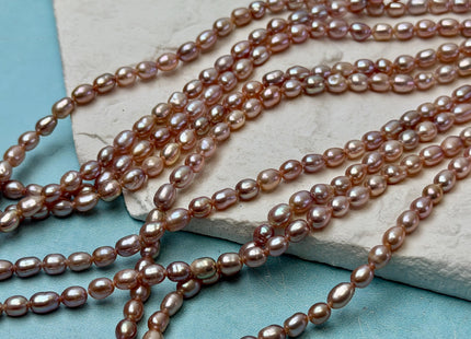 4x5-6 mm AA Natural Mauve Pink Rice/Oval Freshwater Pearl Beads Genuine High Luster Mauve Pink Pearl #P3618